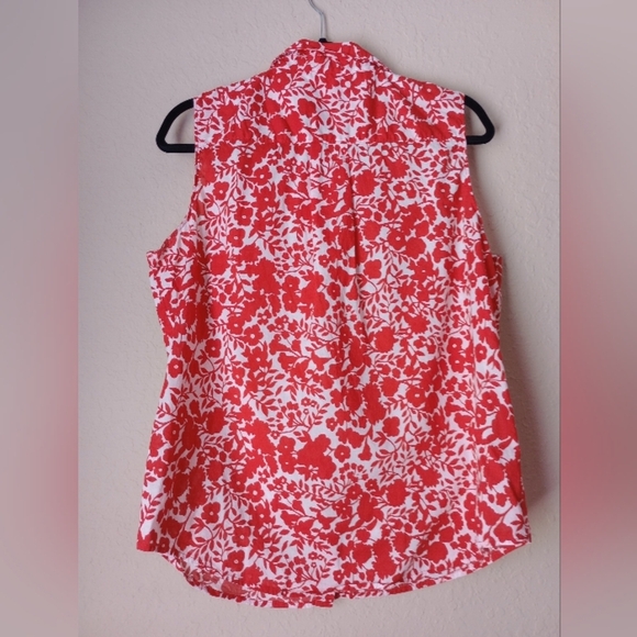 St. John's Bay Red and White Sleeveless Button Down Shirt Top Size XL - Picture 5 of 7